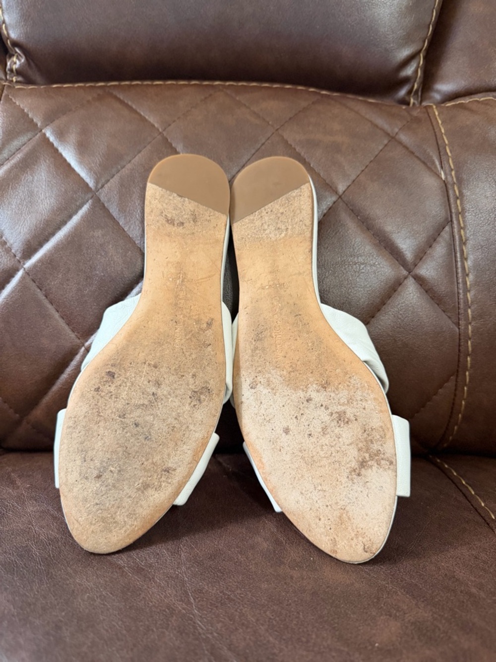 Veronica Beard White Leather Knotted Slide Sandals - Picture 8 of 11